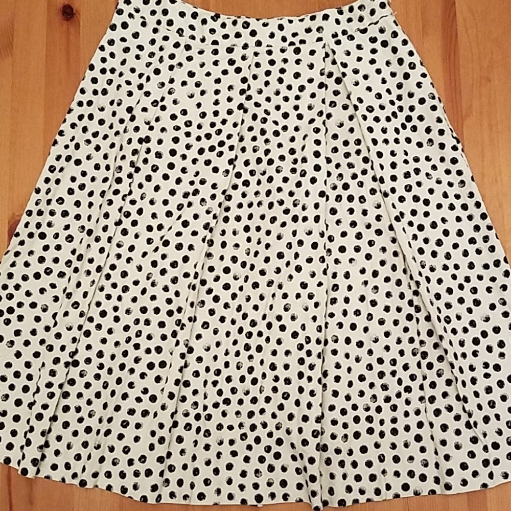 NWOT pleated A-line polka dot skirt